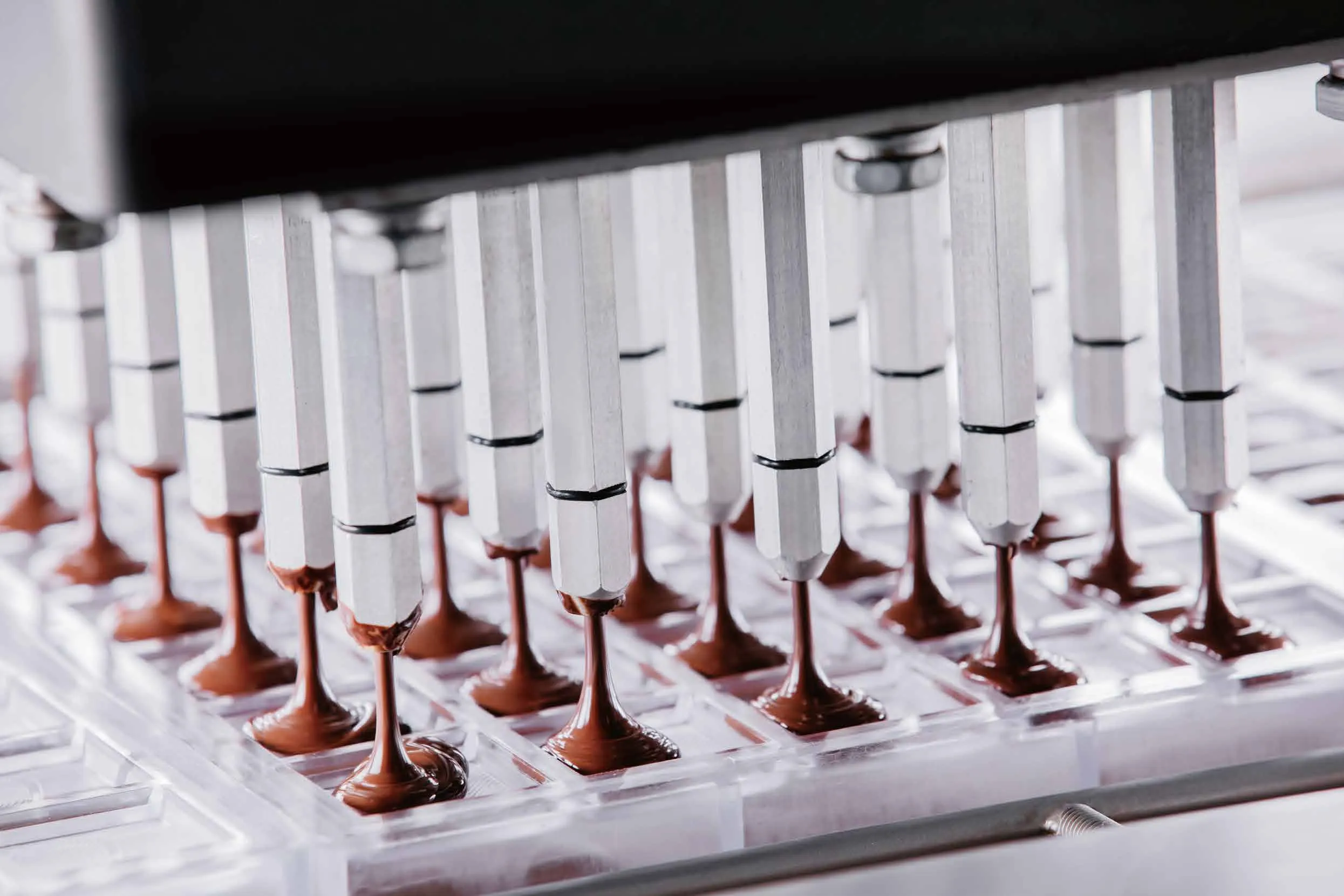 A close view of the chocolate-making process