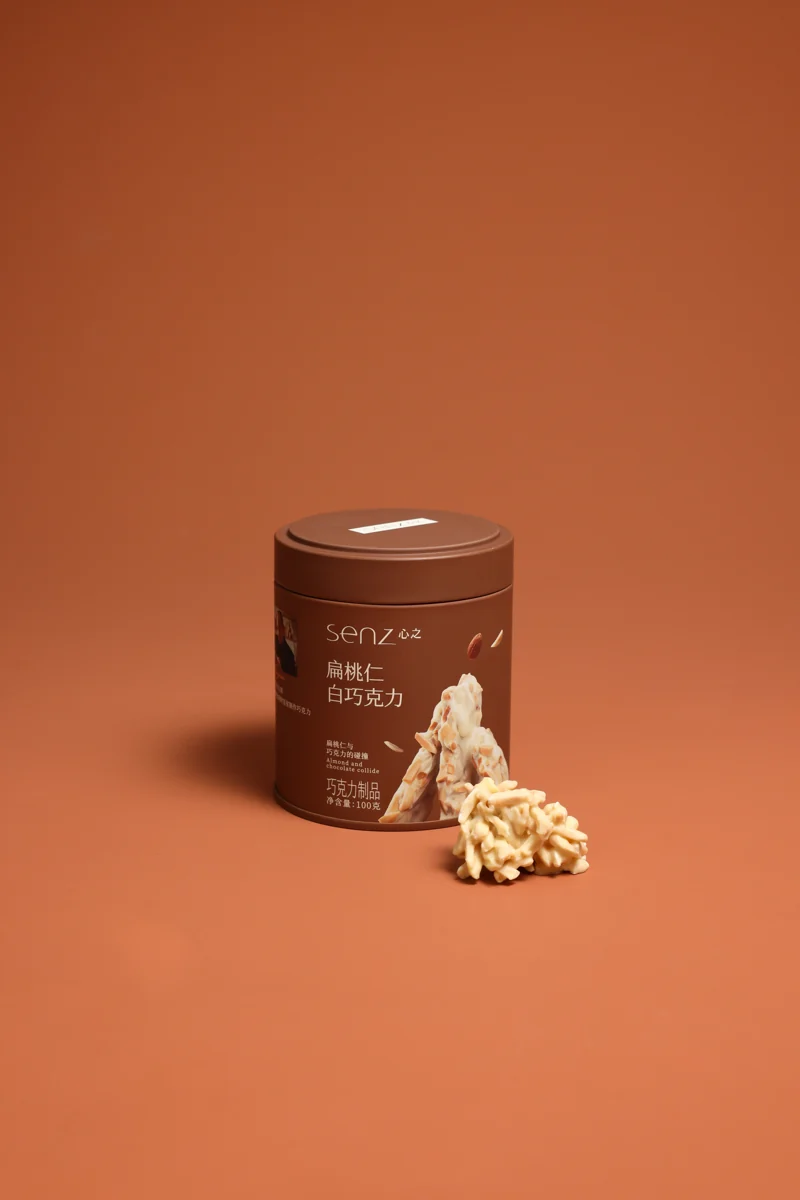 SENZ Almond White Chocolate product photography