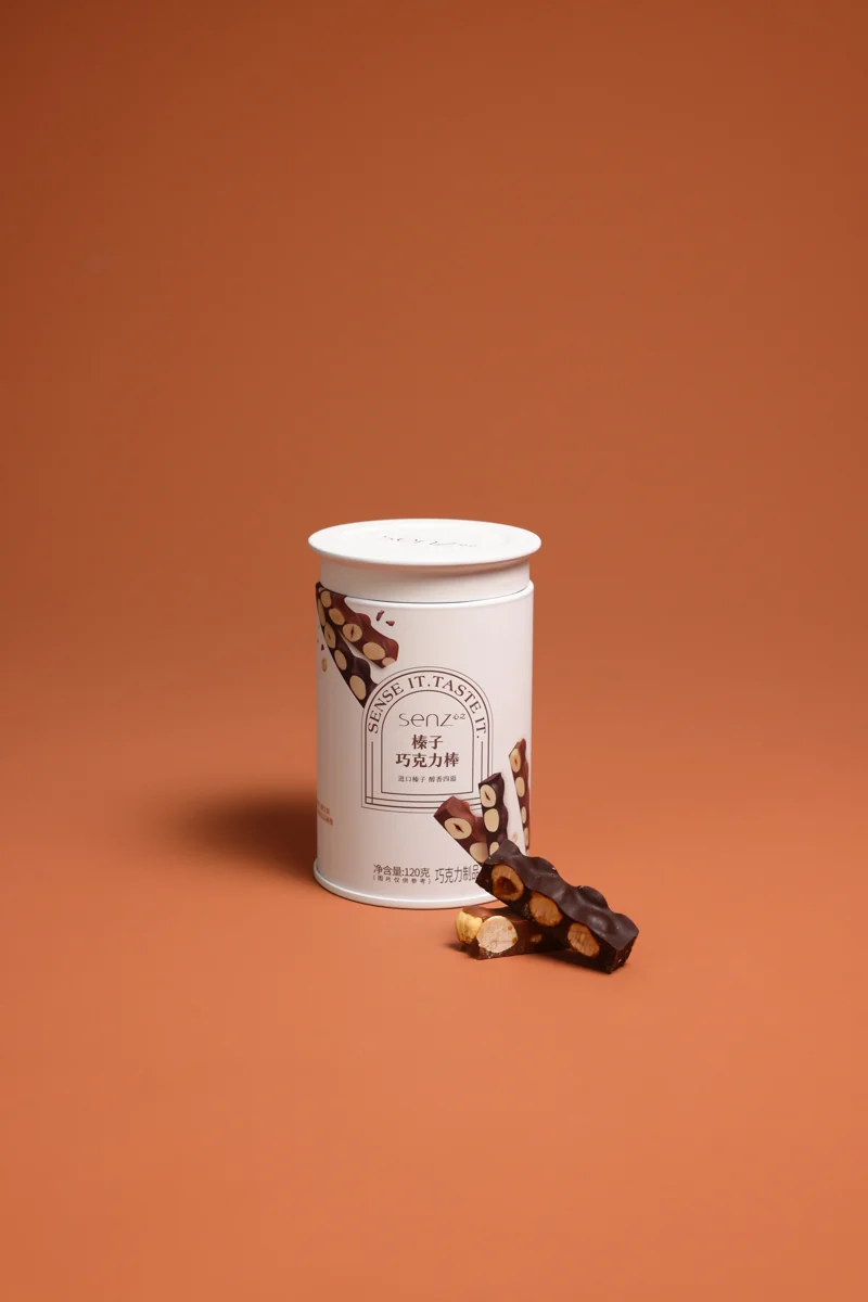 SENZ Hazelnut Chocolate Bar product photography